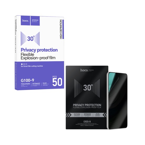 Protetor de Tela de Privacidade Hoco G100-9 com Alinhamento Manual 360 para todos os Smartphones Pacote com 50 Unidades Transparente